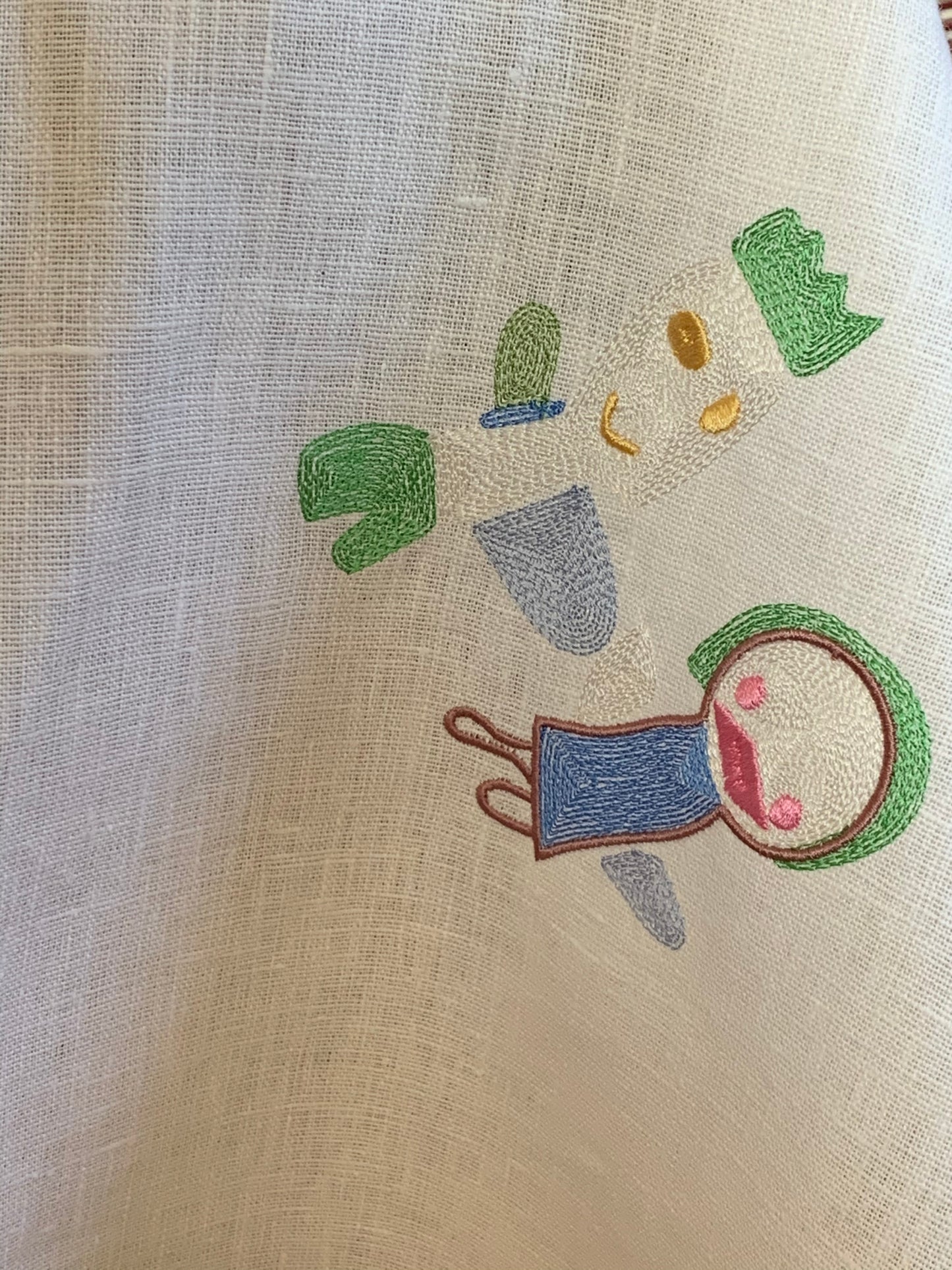 personalized linen gift, custom embroidered tablecloth, luxury family gift, heirloom textile, preserve kids drawing gift, children art embroidery, personalized family textile