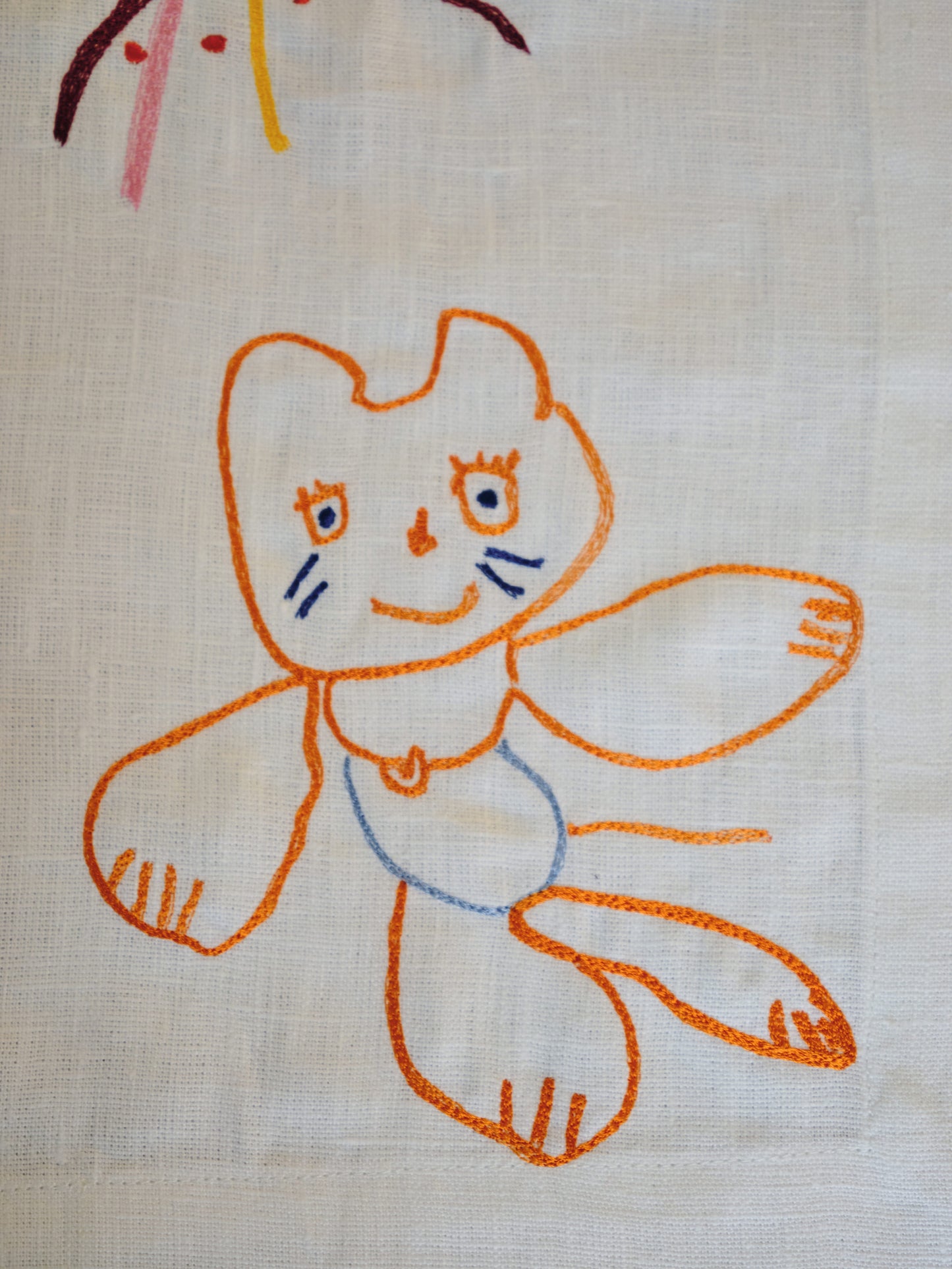 personalized linen gift, custom embroidered tablecloth, luxury family gift, heirloom textile, preserve kids drawing gift, children art embroidery, personalized family textile